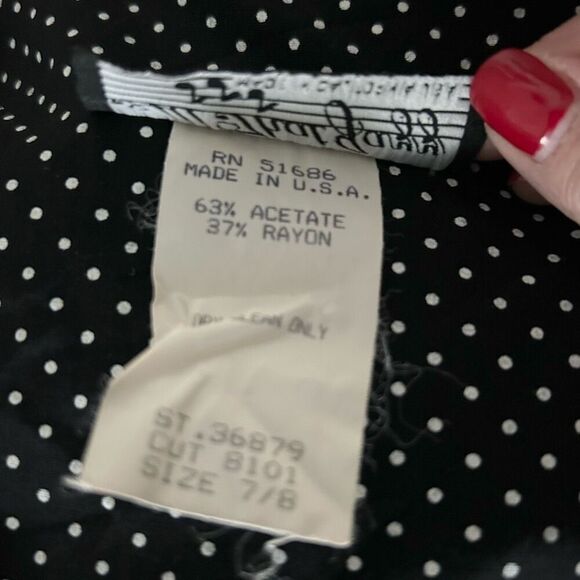 Vintage 80s All That Jazz Black and White Polka Dot Midi Wrap Dress Size Small - Picture 6 of 6